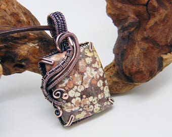 Ocean Jasper Pendant - Wire Wrapped Pendant - Wire Wrapped Jewellery Handmade - Wire Jewellery - Copper Pendant