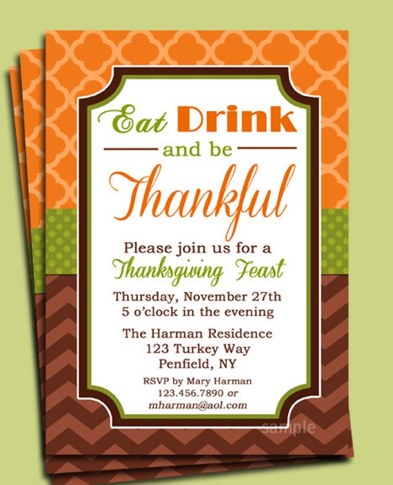 eat drink and be thankful thanksgiving invitation printable