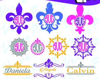 Fleur De Lis Svg, FleurDeLis Monogram Frames, Svg, Ai, Eps, Pdf, Png Cutting file, Silhouette Clip Art svg Commercial use