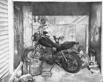 Old Motorcycle Print