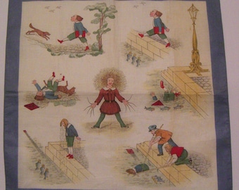 Antique STRUWWELPETER Handkerchief Child German Nursery