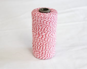 Spool of Strawberry Pink and White Bakers Twine - 240 yards