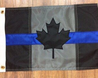 Police Law Enforcement Thin Blue Line Canada Flag