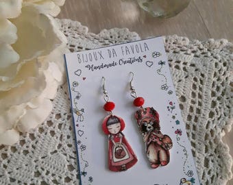 LITTEL RED CAP Earrings, Cappuccetto rosso, orecchini, Bijoux da Favola, Fairy Jewellery