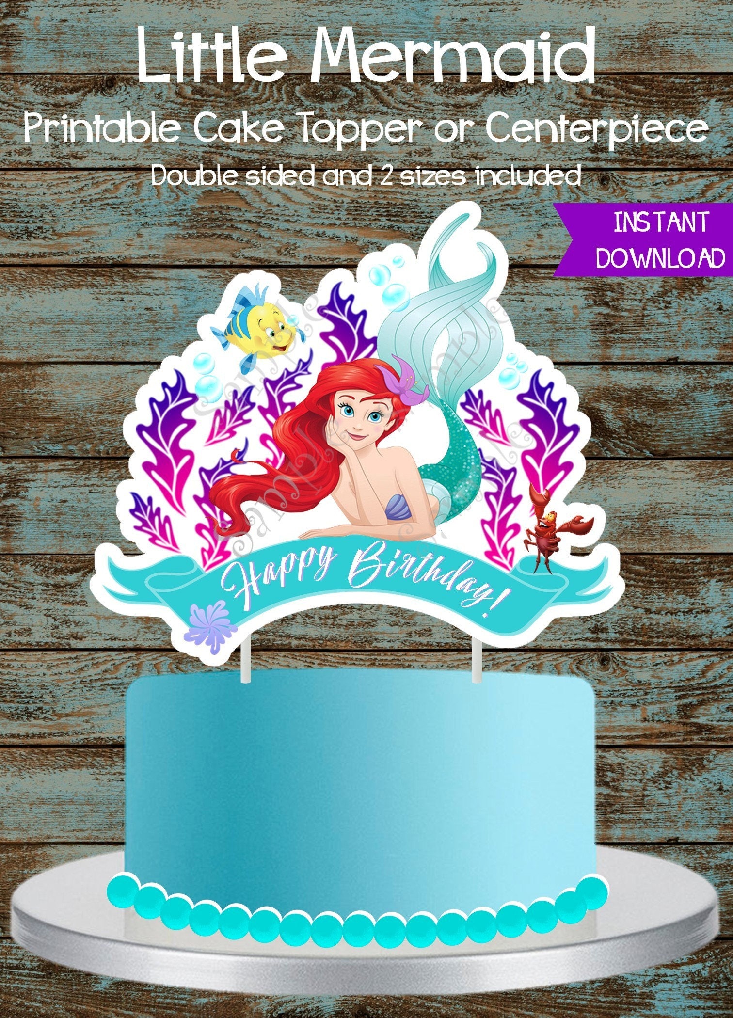 Little Mermaid Cake Topper Little Mermaid Printable