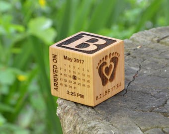 baby block with birth info