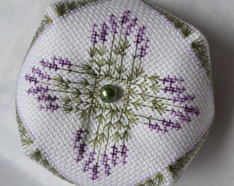 Handmade Completed Lavender Bouquet Biscornu Pincushion