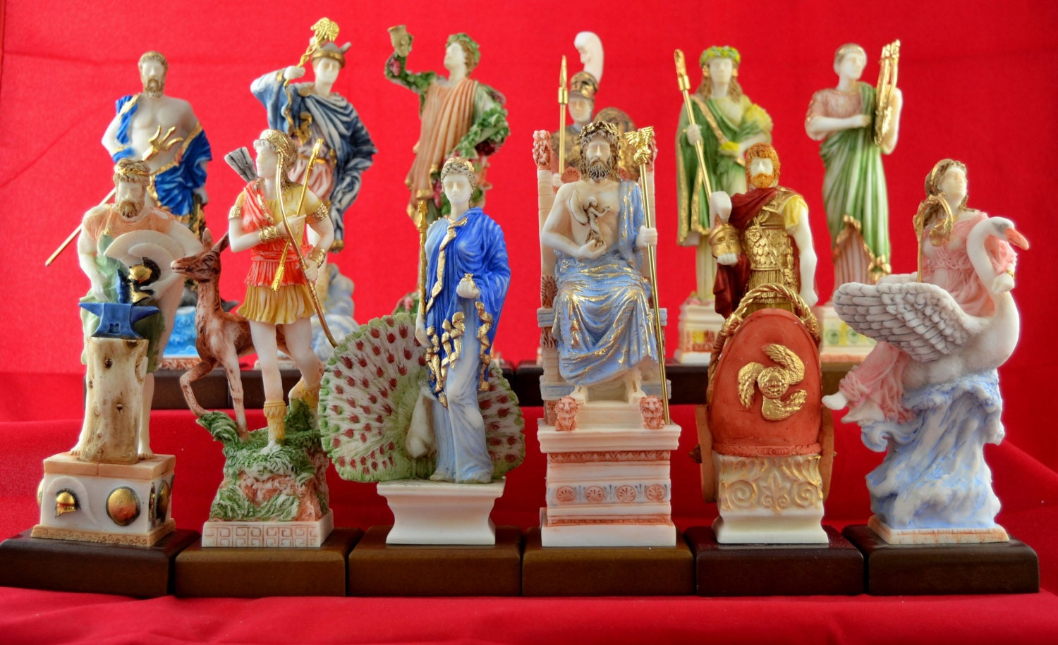 12 Olympian gods Set Statues Greek Pantheon Patina Colour NEW