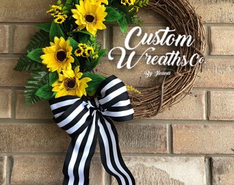 Summer Wreath - Grapevine and Sunflowers