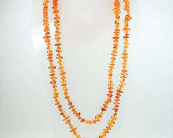 Boho Style Baltic Amber (琥珀色)Freeform Beaded Necklace