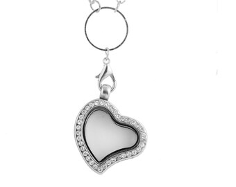 Glass magnetic locket heart necklace for my floating charms origami pendant owl rhinestone wedding living silver with long chain legacy