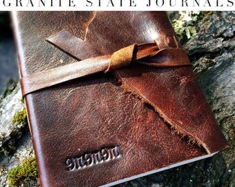 REAL LEATHER JOURNAL Brown Hand Torn Personalized Rustic Leather Journal Sketchbook Notebook Travel Gift Journal