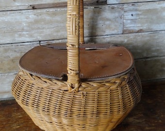 Vintage Basket Woven Leather Rare Find