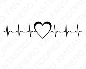 Cardio heart SVG files for Silhouette Cameo and Cricut. Cardio heart beat cutting files heartbeat clipart PNG included.