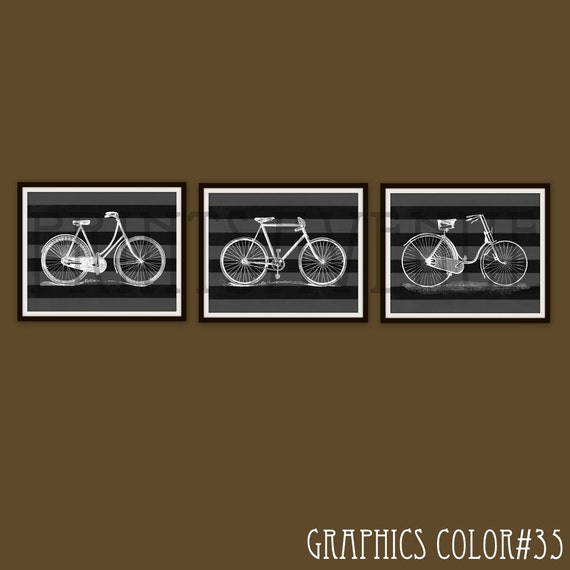 BIKE Art Prints BICYCLE Wall Art BIKE Wall Decor Trio Art