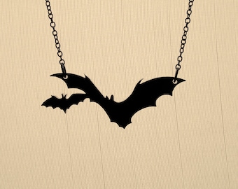 Small Bat Necklace - Laser Cut Necklace (C.A.B. Fayre Original Design)