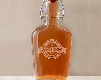 Engraved Groomsmen Glass Hip Flask