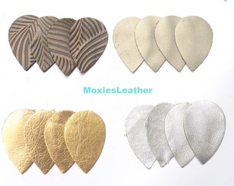 Earrings leather earrings teardrop 16 pieces gold silver