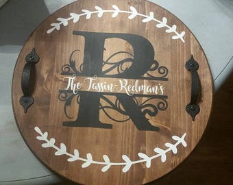 Monogrammed Wooden Tray