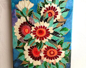 Flowers art gift for mother flower painting painting for gift home art gift housewarming canvas painting of flowers canvas art wall