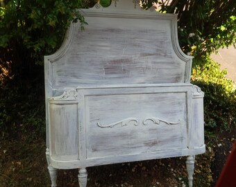 Twin Bed Headboard and Footboard WOOD Primed and Ready for Custom PAINT to ORDER Vintage Poppy Cottage Painted Furniture