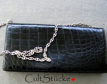 Vintage Clutch Krokooptik Black