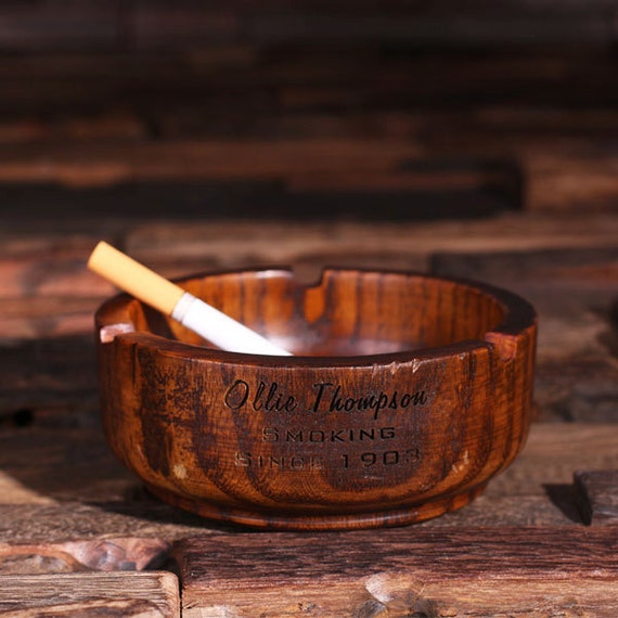 Items similar to Personalized Wood Ashtray (024588) on Etsy