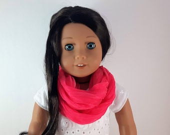 Pink Doll Scarf, Infinity Scarf, 18 inch Doll Scarf, Doll Accessories, Trendy Pink scarf, Doll Clothes, Made in Canada, Free Shipping