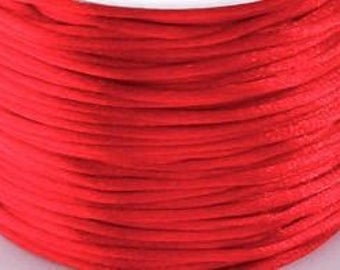 10M /11 yd 1mm True RED Satin Rattail Cord, Kumihimo Cord, Macrame Cord, Chinese Knotting, Friendship Bracelet,Beading / stringing supplies