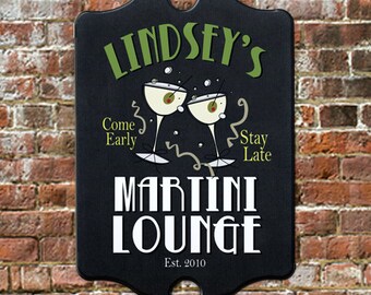 Custom PERSONALIZED Martini Lounge Speakeasy Bar Pub Tavern Sign Traditional Antique Look for Game Room Man Cave Wall Decor 11x16" Gift Idea