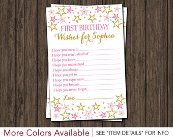 Twinkle Twinkle Little Star Birthday Wish Card | First Birthday Wishes, 1st Birthday Questions, Birthday Party Wishes, Time Capsule Card