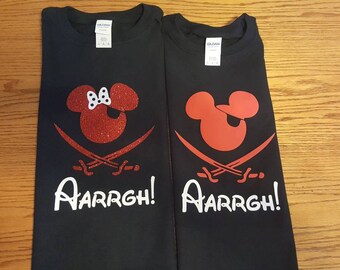 Custom Disney Family Matching Shirts Mickey Mouse Pirate Inspired with Glitter option Available/Pirate ARRAGH!/Disney Cruise Pirate Night