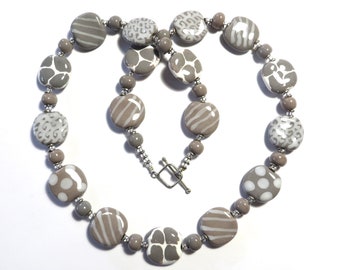 CLEARANCE Kazuri Bead Necklace, Chunky Necklace, African Design Beads, Ceramic Necklace