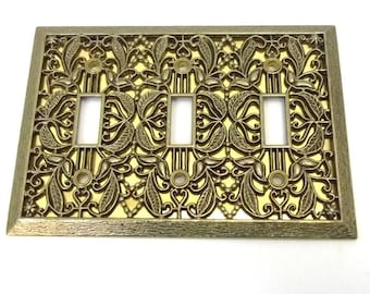 Switchplate Cover Paint or Upcycle Decorative Cover 3 Switch Switchplate Cover Ornate Switchplate Wall Light Switch Cover Wall Plate DD 908