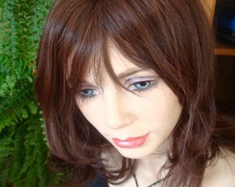 womens wig dark brown wig chemotherapy alopecia short wig cap wig hat