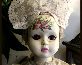 Hand Painted Vintage Altered Bisque Doll "Sissy" Beautiful!