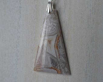 Mexican Crazy Lace Agate Necklace Pendant,High grade stone with geode center!