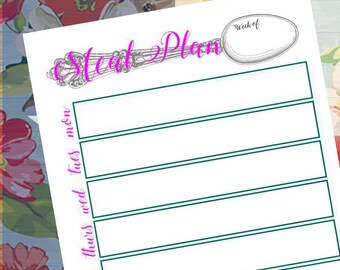 Weekly Meal Planner, Meal Planning Printable, Menu Planner Printable, INSTANT DOWNLOAD