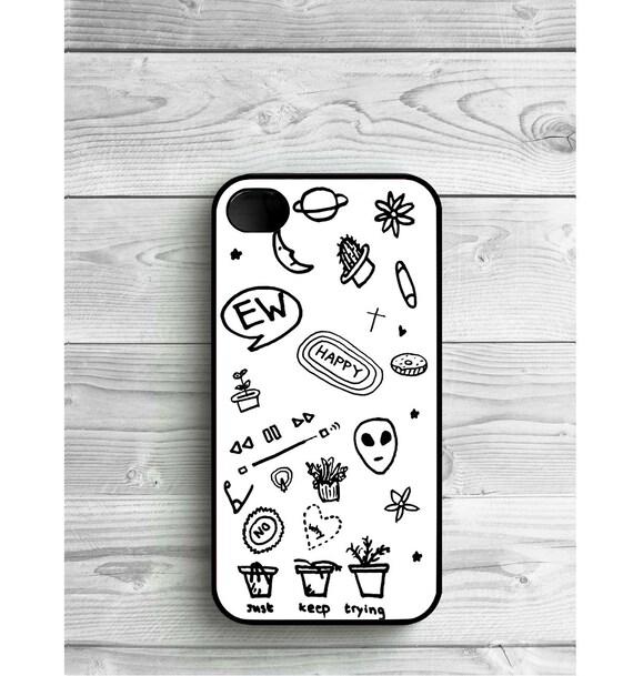 Phone Case Black and White Tumblr drawings doodles For iPhone