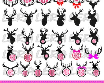 60 % OFF, Deer Head Monogram Frame, Deer Monogram SVG, Antler SVG Files, Deer svg Cut File, png, eps, dxf, Deer Antlers Monogram Frames