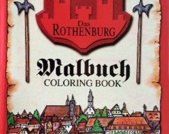 Rothenburg Deutschland, Geschichte, die Färbung Buch, Erwachsene Malbuch, Reise-Malbuch, mittelalterliche Buch, Kinder Malbuch, kostenlose SHIIPPING!!!