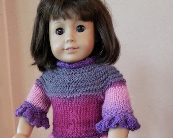 Striped Purple and Pink Ruffled Sweater for 18 Inch Dolls