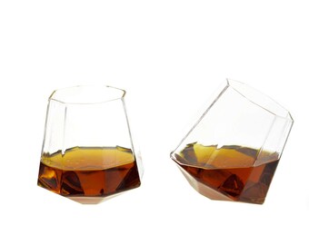 Diamond Shaped Whiskey Glass - 8 oz (Set of Two)