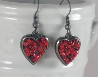 Red Heart Earrings, Heart Earrings, Red Jewelry, Heart Jewelry, Red Earrings, Valentine Earrings, Gifts for her, Valentines Day Earrings