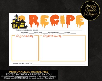 Halloween Recipe Card