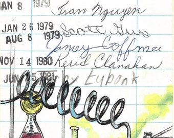 Dr. Jeckyll and Mr. Hyde Upcycled Library Card Print