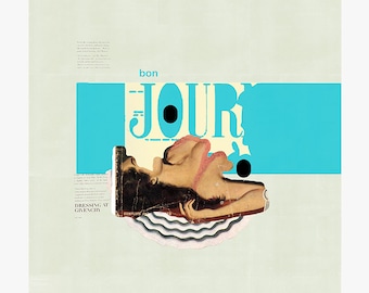 Altered cover 4 - collage - mixed media - vintage - Bon Jour - 29,7 x 29,7 cm