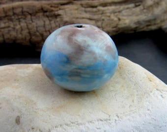 Single Large Blue Brown Focal Planet Bead