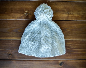 Child's White PomPom Hat