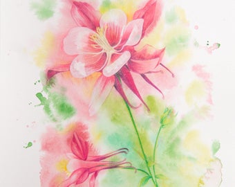 Watercolor Splash - Columbine